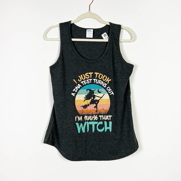 I Just Took a DNA Test Turns Out I'm 100% That Witch tank top grey Size Med NWT - Picture 4 of 5